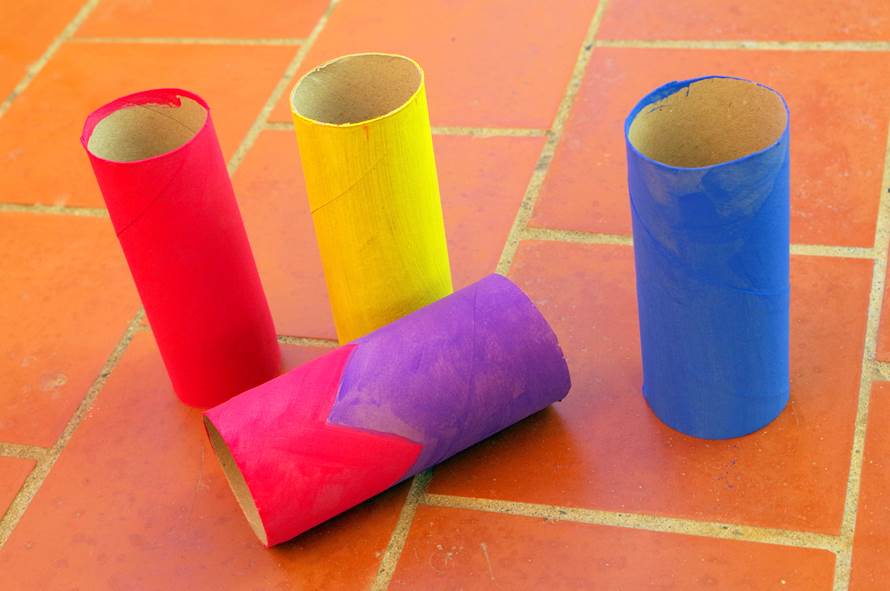 Colourfully Painted Cardboard Tubes