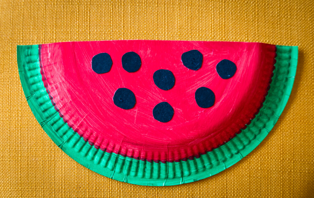 Watermelon craft from a paper plate